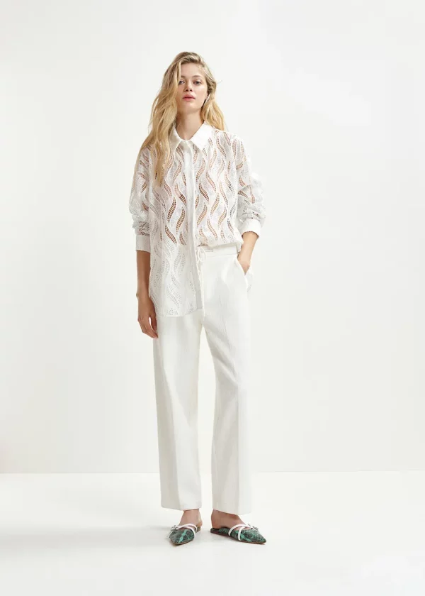 Pantalon Essentiel blanc en coton bio mélangé