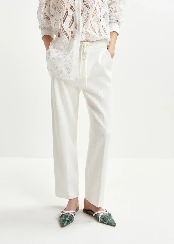 Pantalon Essentiel blanc en coton bio mélangé – Image 2