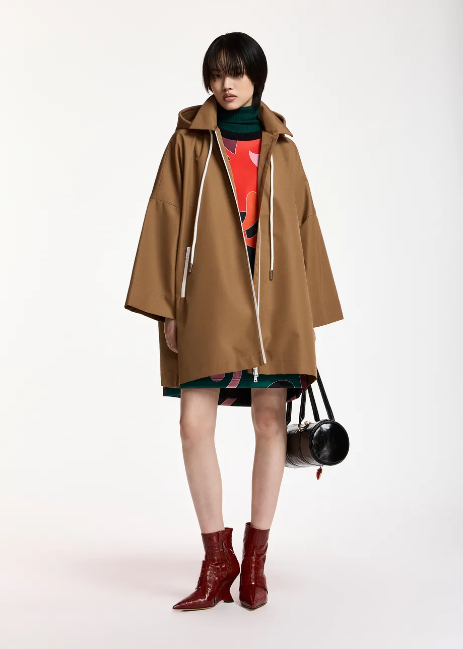 Imperméable oversize à capuche camel