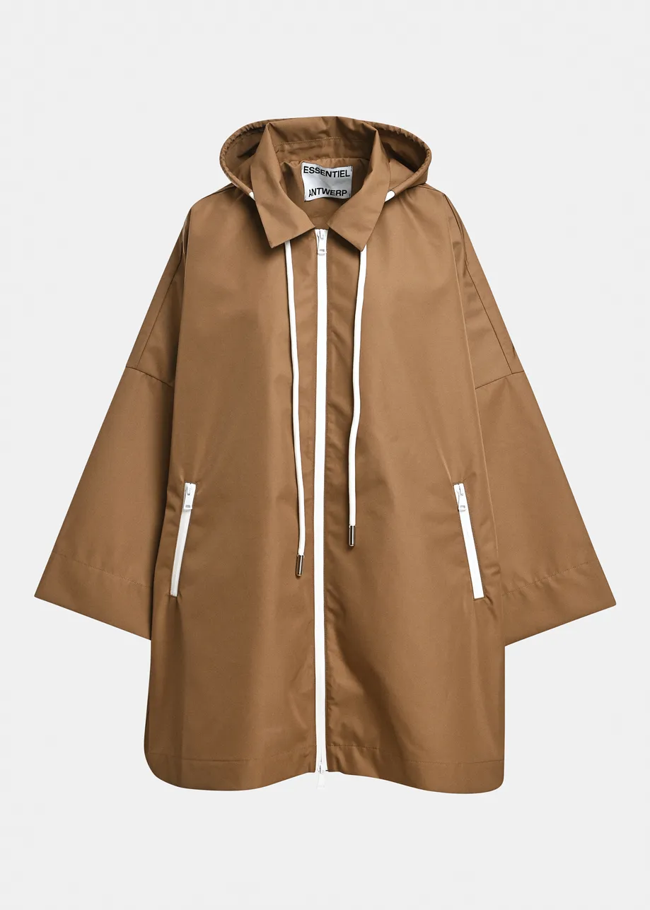 Imperméable oversize à capuche camel – Image 5